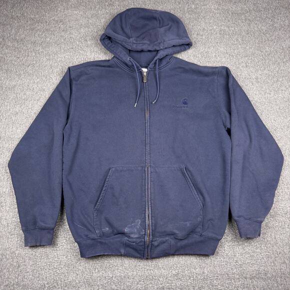 Vintage Carhartt‎ Full Zip Hoodie Men's XL Blue Work Distressed Sweatshirt Y2K - Picture 1 of 8